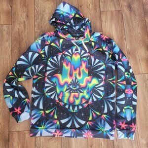 Electro Threads Psychedelic Rainbow Eye Graphic Hoodie Size 2 X